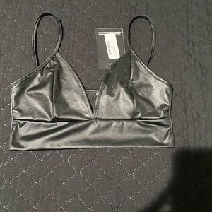 Pretty little thing faux leather bralette.